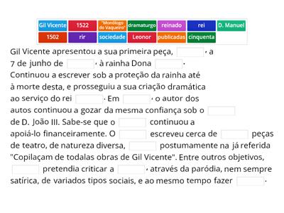 Gil Vicente, a sua obra e o contexto em que viveu