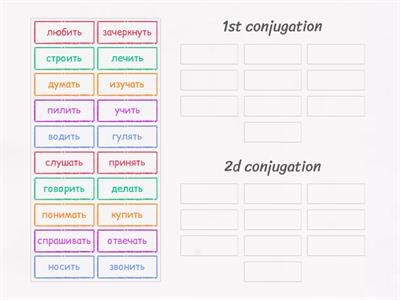 1st and 2d verb conjugations in Russian (no exceptions)