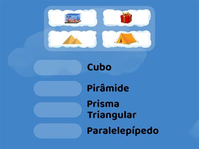 Observe as imagens apresentadas e combine o nome do sólido geométrico com a imagem que ele representa.