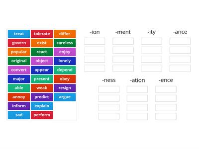 FCE - Word Formation - Verbs/Adjectives to Nouns