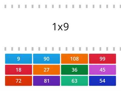 Flip tiles (9 times table)