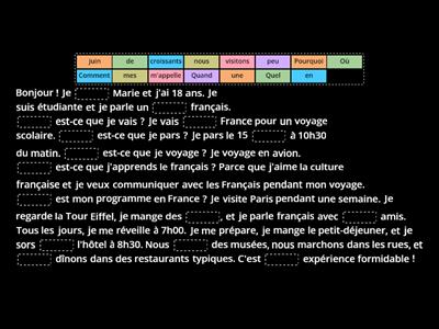 Marie 18 ans apprend le français