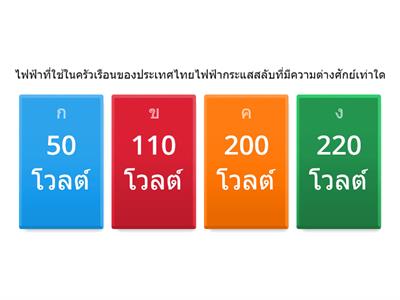 แบบทดสอบก่อนเรียน หน่วยการเรียนเรื่องวงจรไฟฟ้า