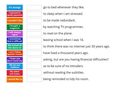 Gerunds and Infinitives - Speed Matching