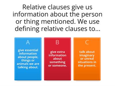 Relative Clauses : defining and non-defining summary