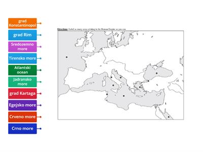 karta Rimskog Carstva - gradovi i mora