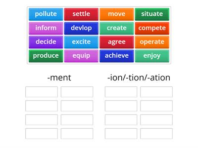 FF6 U5 Word formation (nouns -ment/ -tion)