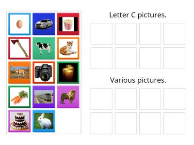 Choose all the pictures that start with letter C.