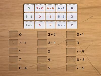 Subtraction within 7: match up