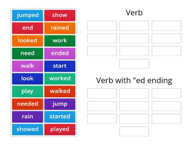 Verbs with "ed" ending