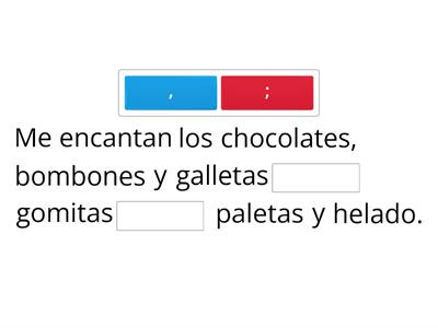 punto y coma para separar listados