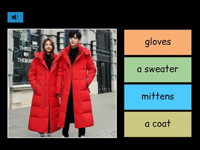 Winter Clothing - Quiz - Listen & match pic to word