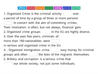 Organised crime verb+noun collocations