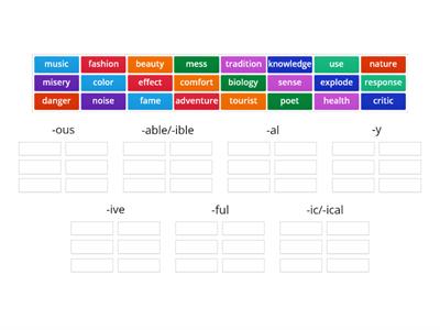 Wordbuilding: making  adjectives