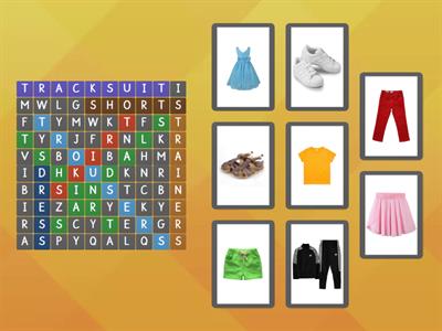 Treetops 2 - Unit 7: My clothes (wordsearch) 