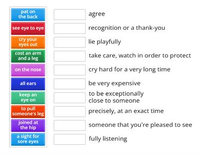 Human Body Idioms - Matching Exercise