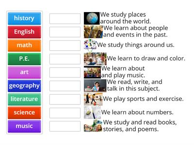 Match the subjects