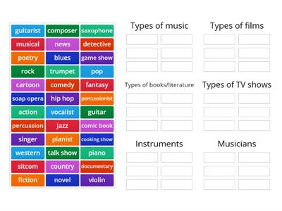 Vocabulary: music, film, TV, books