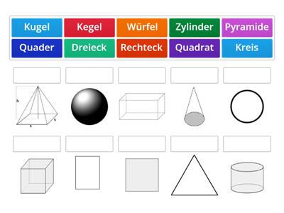 Flächen und Körper zuordnen