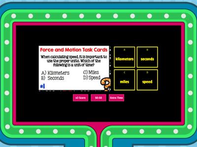 Gameshow Quiz Speed calculations (Task Cards)