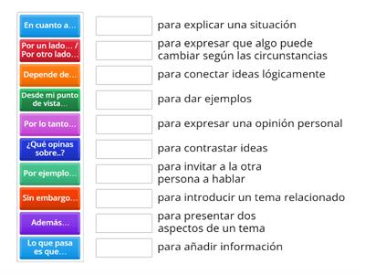 Palabras clave para guiar una conversación (B1-B2)