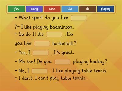 What sport do you like doing?