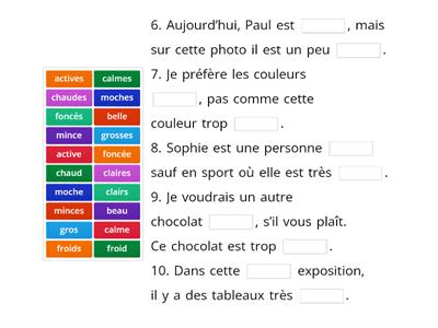 Les adjectifs qualificatifs