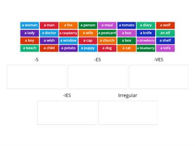 Spelling Plural (-s, -es, -ves, -ies)