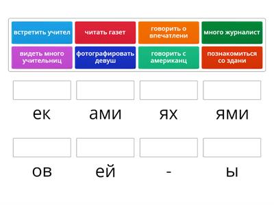 Koncovky podstatných jmen - ruština 