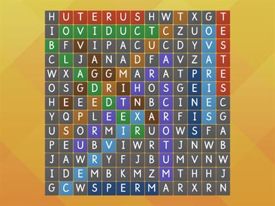 Reproductive systems wordsearch