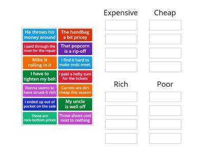 Money idioms - sort the idioms