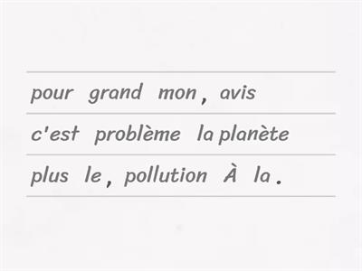 Studio AQA GCSE French Module 8 World Problems & Climate: Sentence Ordering