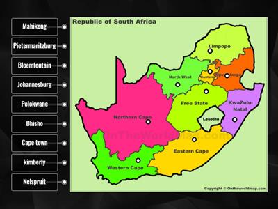 name the capital cities of the SA provinces 