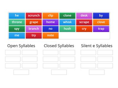 Closed, Open & Silent e Syllable Sort