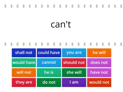 The Apostrophe, Contractions Matching Game