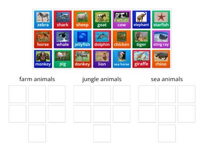 animal sorting (farm,jungle,sea)