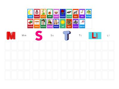 juego de las letras M, S, T, L