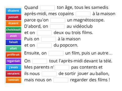 Adomania 3.1 Imparfait texte à trous