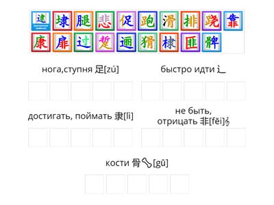 Иероглифы с графемами из группы "тело человека и движения" 3