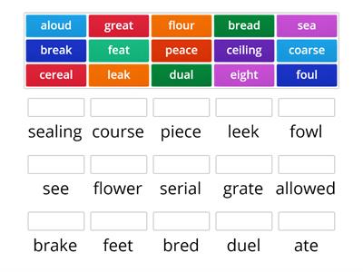 Level 8 Homophones (first 15 pairs)