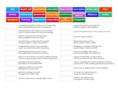 WW1 Vocabulary Practice 