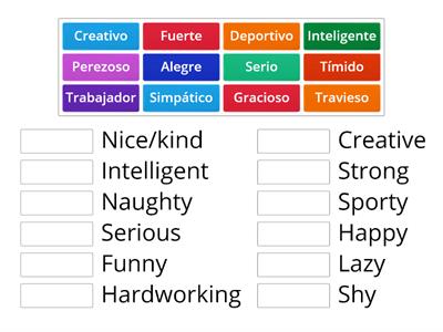 Spanish Adjectives Family and Friends