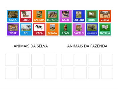 ANIMAIS DA SELVA X ANIMAIS DA FAZENDA