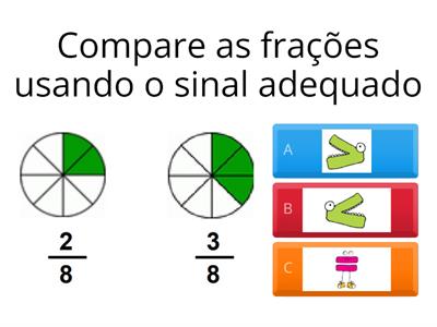 Comparação de frações, maior, menor ou igual.