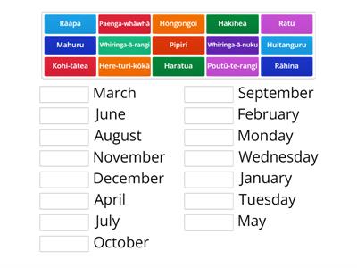 Ngā rā me ngā marama - days and months