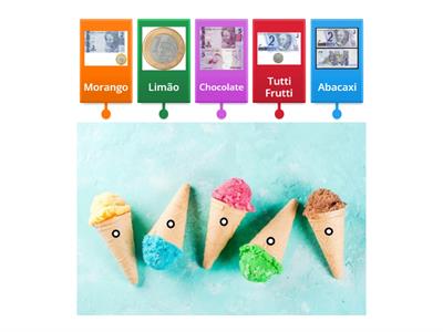 Organize os valores de acordo com os sabores dos sorvetes 