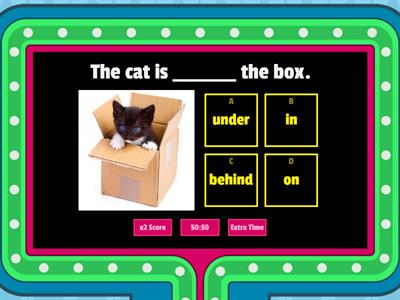 PREPOSITIONS ON IN UNDER BEHIND NEXT TO IN FRONT OF