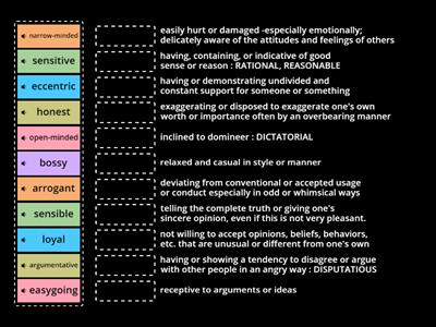 FCE Vocabulary describing personality