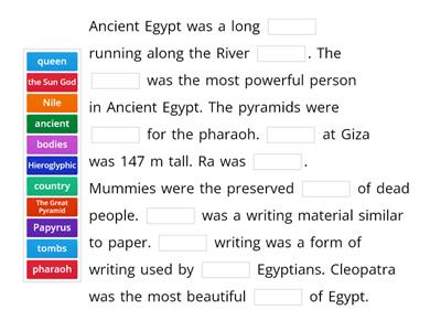 Yr 7 HASS: Ancient Egypt (Gap-filling) Dip in 6