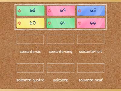 les nombres de 60 à 70